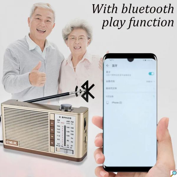 Ρετρό Ασύρματο Φορητό Ηχείο Bluetooth - Ραδιόφωνο CMiK 5W με Ροδέλα TF, USB, AUX - Γκρι