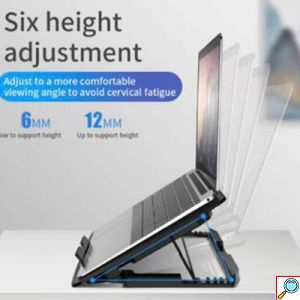 Αντιολισθητικό Cooling Pad για Laptop & Notebook 9-17 Ιντσών με 6 Ανεμιστήρες με Μπλε LED & Ρυθμιζόμενη Θέση σε 5 Διαφορετικές Γωνίες