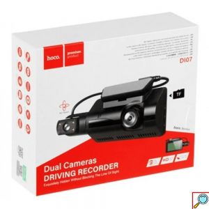 Κάμερα DVR Αυτοκινήτου Διπλή με Καταγραφικό - Κλιπ για Παρμπρίζ, Περιστρεφόμενο Φακό HD και Νυχτερινή Λήψη Hoco Μαύρη