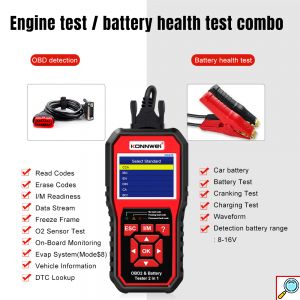 Διαγνωστικό OBD2 & Tester Μπαταρίας για Αυτοκίνητα και Μοτοσυκλέτες - Konnwei