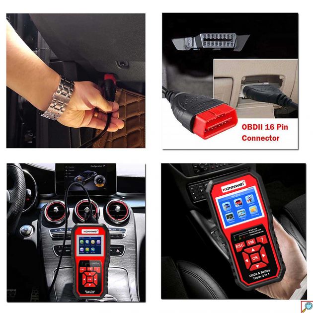 Διαγνωστικό OBD2 & Tester Μπαταρίας για Αυτοκίνητα και Μοτοσυκλέτες - Konnwei