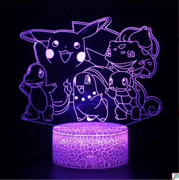 Διακοσμητικό Τρισδιάστατο 3D LED Φωτιστικό Pikachu - Pokemon