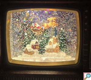 Retro Χριστουγεννιάτικη Διακοσμητική Τηλεόραση με Φωτισμό , Μουσική και Glitter-Eφέ Χιονιού Home Theory