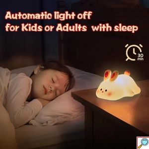 Διακοσμητικό Φωτιστικό USB Κουνελάκι Σιλικόνης LED, Επαναφορτιζόμενο 