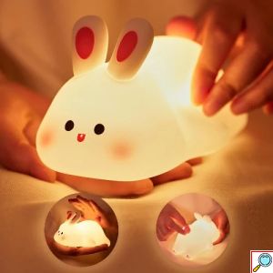 Διακοσμητικό Φωτιστικό USB Κουνελάκι Σιλικόνης LED, Επαναφορτιζόμενο 