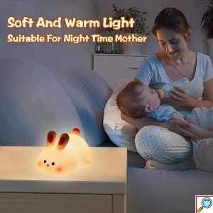 Διακοσμητικό Φωτιστικό USB Κουνελάκι Σιλικόνης LED, Επαναφορτιζόμενο 