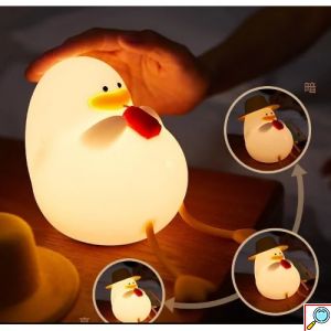 Διακοσμητικό Φωτιστικό USB Σιλικόνης Otis the Duck – LED, Επαναφορτιζόμενο, Ιδανικό για Παιδιά