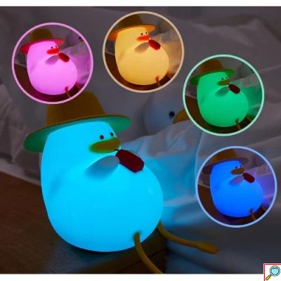 Διακοσμητικό Φωτιστικό USB Σιλικόνης Otis the Duck – LED, Επαναφορτιζόμενο, Ιδανικό για Παιδιά