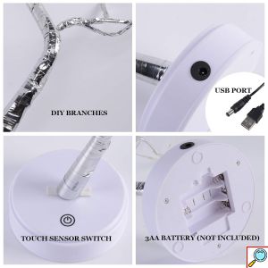 Διακοσμητικό Φωτιζόμενο Δέντρο 50cm με RGB Led Φωτισμό USB