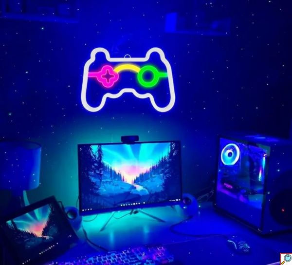 Διακοσμητικό Neon LED Φωτιστικό Χειριστήριο Παιχνιδομηχανής Decoration Lamp Gamepad 17x25 cm