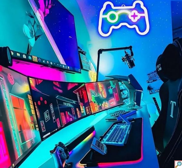 Διακοσμητικό Neon LED Φωτιστικό Χειριστήριο Παιχνιδομηχανής Decoration Lamp Gamepad 17x25 cm