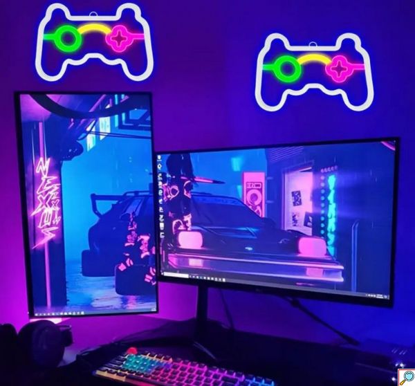 Διακοσμητικό Neon LED Φωτιστικό Χειριστήριο Παιχνιδομηχανής Decoration Lamp Gamepad 17x25 cm