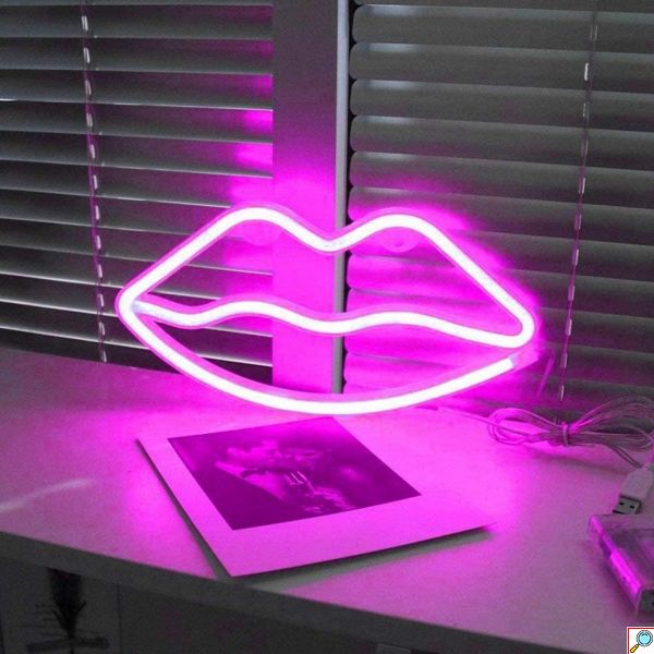 Διακοσμητικό Neon LED Φωτιστικό Χείλη Decoration Lamp Lips 15x27 cm
