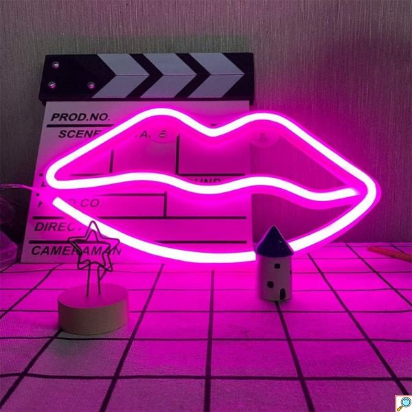Διακοσμητικό Neon LED Φωτιστικό Χείλη Decoration Lamp Lips 15x27 cm