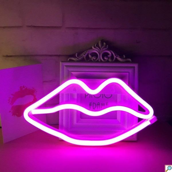 Διακοσμητικό Neon LED Φωτιστικό Χείλη Decoration Lamp Lips 15x27 cm