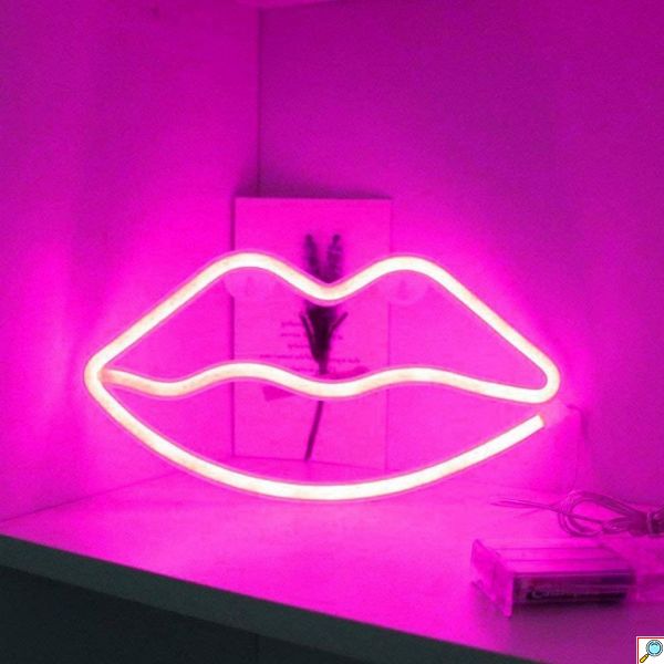 Διακοσμητικό Neon LED Φωτιστικό Χείλη Decoration Lamp Lips 15x27 cm