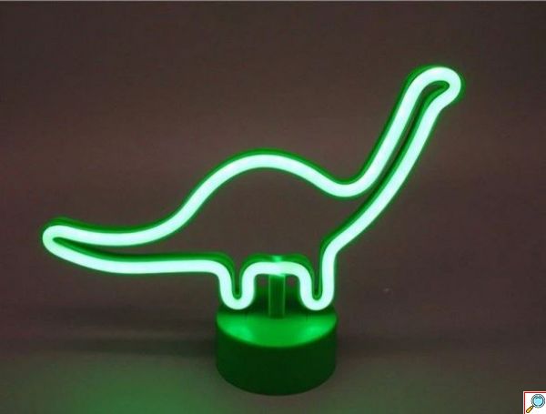 Διακοσμητικό Neon LED Φωτιστικό Δεινόσαυρος σε Πράσινο Χρώμα Decoration Lamp Dinosaur 19x32 cm