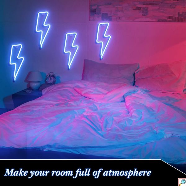 Διακοσμητικό Neon LED Φωτιστικό Κεραυνός σε Μπλε Χρώμα Decoration Lamp Lightning 32x12 cm
