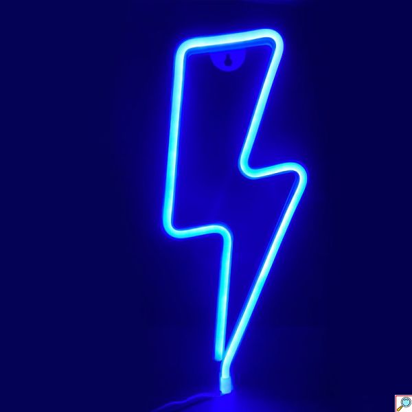 Διακοσμητικό Neon LED Φωτιστικό Κεραυνός σε Μπλε Χρώμα Decoration Lamp Lightning 32x12 cm