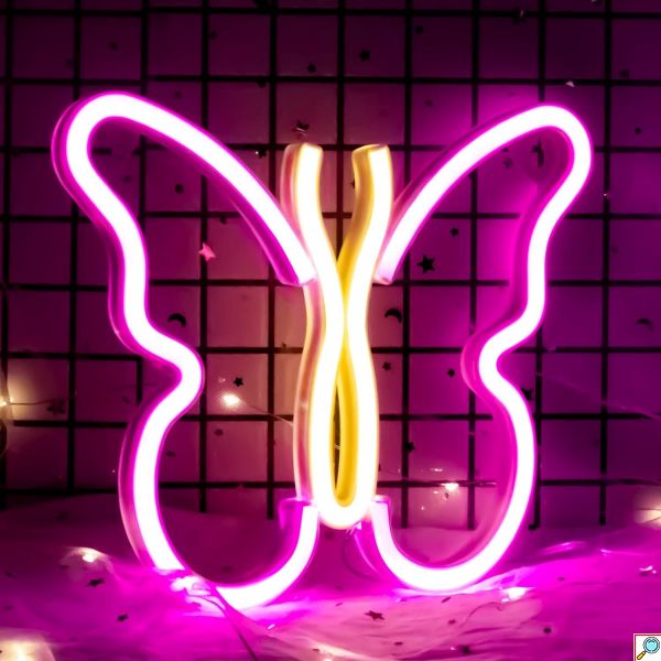 Διακοσμητικό Neon LED Φωτιστικό Πεταλούδα Decoration Lamp Butterfly 17x14 cm