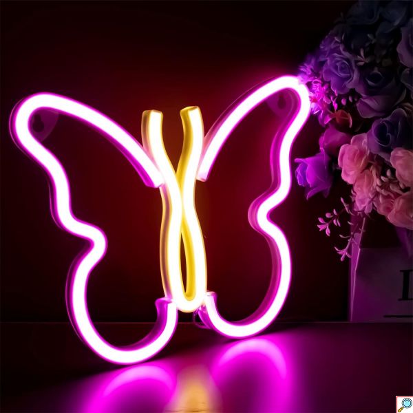 Διακοσμητικό Neon LED Φωτιστικό Πεταλούδα Decoration Lamp Butterfly 17x14 cm