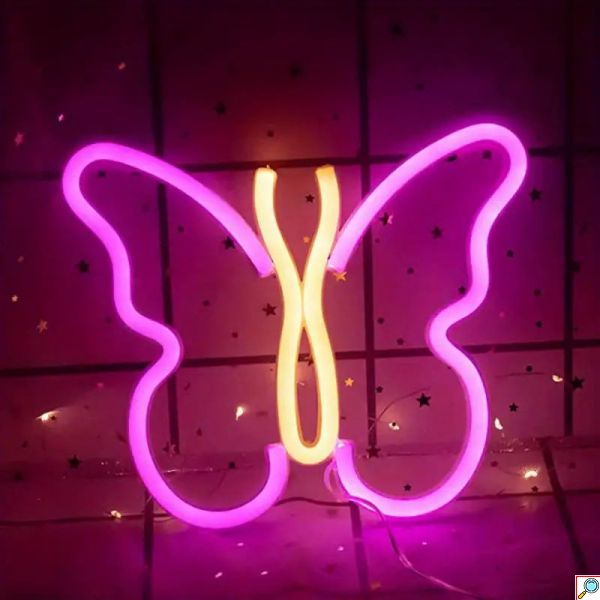 Διακοσμητικό Neon LED Φωτιστικό Πεταλούδα Decoration Lamp Butterfly 17x14 cm