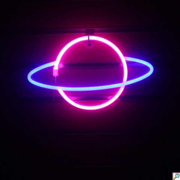Διακοσμητικό Neon LED Φωτιστικό Πλανήτης Κρόνος Decoration Lamp Saturn 17x30 cm