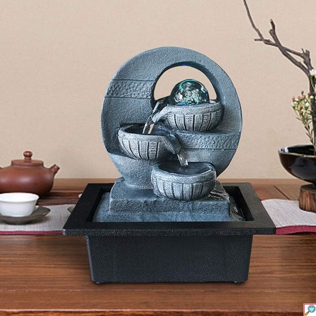Διακοσμητικό Feng Shui Συντριβάνι Καταρράκτης με Φωτισμό LED - 26 x 23 x 18 εκ