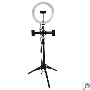 Φωτογραφικό Φωτιστικό Δαχτυλίδι LED 26cm USB με Ρυθμιζόμενο Θερμό & Ψυχρό Φωτισμό - Dimmer - Τρίποδο & 3 Βάσεις Στήριξης Κινητού - Ring Light Lamp