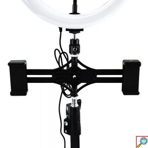 Φωτογραφικό Φωτιστικό Δαχτυλίδι LED 26cm USB με Ρυθμιζόμενο Θερμό & Ψυχρό Φωτισμό - Dimmer - Τρίποδο & 3 Βάσεις Στήριξης Κινητού - Ring Light Lamp