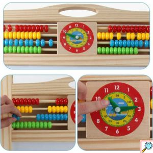 Διπλός Επιδαπέδιος Αναδιπλούμενος Μαγνητικός Πίνακας Ζωγραφικής Μαρκαδόρου - Μαυροπίνακας με Αβάκα, Ρολόι, Κιμωλίες, Σφουγγάρι & Μαρκαδόρους