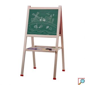 Διπλός Επιδαπέδιος Αναδιπλούμενος Μαγνητικός Πίνακας Ζωγραφικής Μαρκαδόρου - Μαυροπίνακας με Αβάκα, Ρολόι, Κιμωλίες, Σφουγγάρι & Μαρκαδόρους