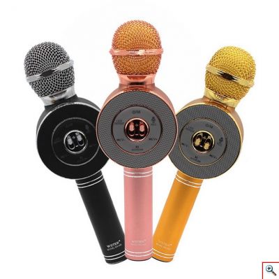 Ασύρματο Bluetooth Mικρόφωνο KARAOKE Hχείο Mp3 Player WSTER - Disco Light Microphone WS-668