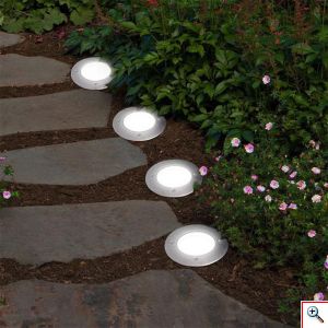 Disk Lights Σετ Ηλιακό Καρφωτό - Χωνευτό Φωτιστικό Led Κήπου με Αισθητήρα Φωτός - 4 Τεμάχια