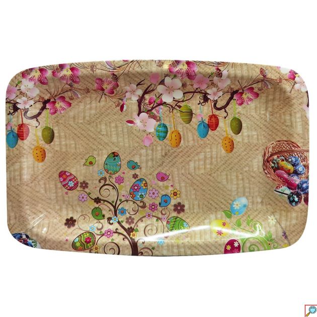 Δίσκος Πασχαλινός Ορθογώνιος Κυρτός 33x22cm με Σχέδιο Πασχαλινά Αυγά