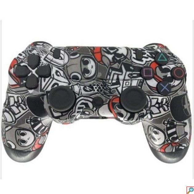 Ασύρματο Χειριστήριο Gamepad PS4 Doubleshock - Συμβατό με PS TV PS Now Wireless Controller με Γκρι και Λευκά Σχέδια