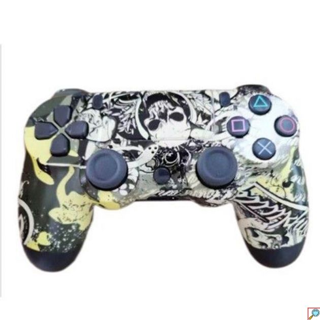 Ασύρματο Χειριστήριο Gamepad PS4 Doubleshock - Συμβατό με PS TV PS Now Wireless Controller Μαύρο με Νεκροκεφαλή
