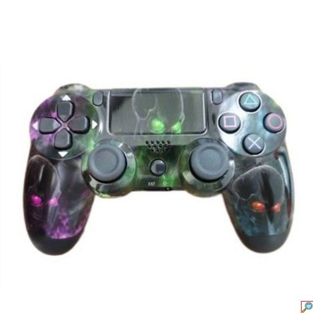 Ασύρματο Χειριστήριο Gamepad PS4 Doubleshock - Συμβατό με PS TV PS Now Wireless Controller Μαύρο με Πολύχρωμες Νεκροκεφαλές
