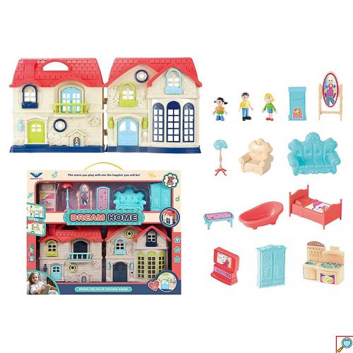 Παραμυθένιο Σπιτάκι με Φιγούρες, Έπιπλα, Φως και Μουσική 41x33x6cm