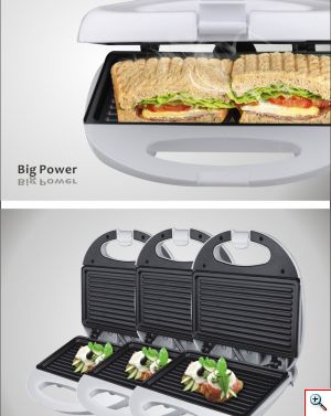 DSP® Τοστιέρα / Γκριλιέρα με Ραβδωτές Πλάκες 750W - Sandwich Maker KC1159 - Λευκό