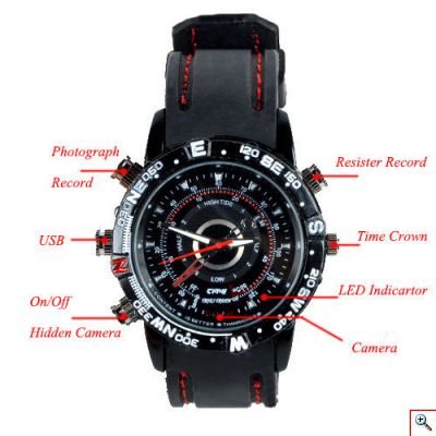  Κρυφή Κάμερα Κατασκοπευτικό Ρολόι - Spy Camera HD-DVR Watch 8GB