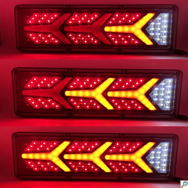Σετ Universal Αδιάβροχα Δυναμικά LED Πίσω Φανάρια Πορείας - STOP - Φλας - Ομίχλης - Όπισθεν για Φορτηγά & Τρέιλερ 24V 46x13x2cm 2τμχ