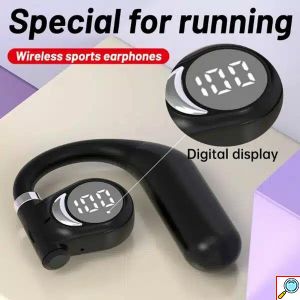 Μονό Ακουστικό Bluetooth Handsfree Ear-Hook με Μικρόφωνο και LED Ψηφιακή Οθόνη με Ένδειξη Μπαταρίας Μαύρο