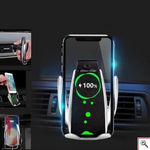 Έξυπνος Ασύρματος Φορτιστής με Αυτόματο Κλιπ & Βάση Στήριξης Τηλεφώνου - Smart Sensor Car Wireless Charger