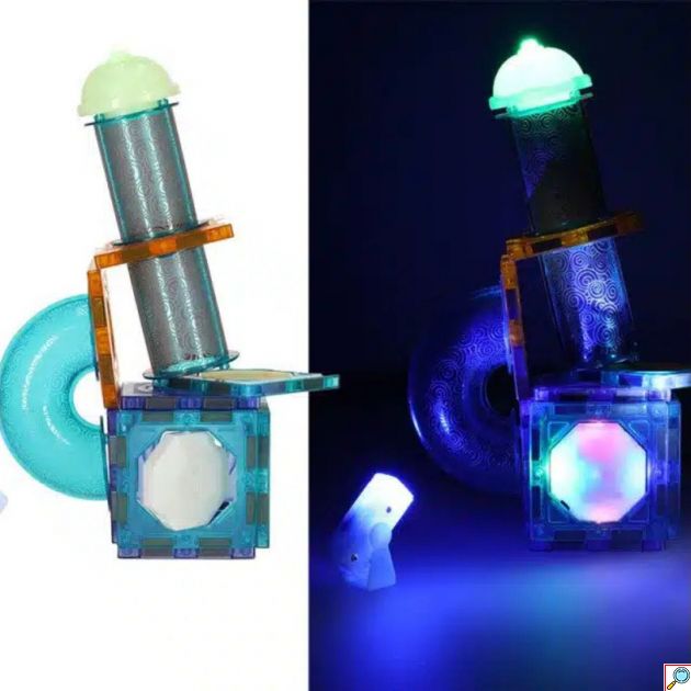 Εκπαιδευτικό Κατασκευαστικό Παιχνίδι για Παιδιά Ηλικίας 3+ Ετών με Φωτιζόμενα Μαγνητικά Τουβλάκια Κατασκευής 49 τμχ 