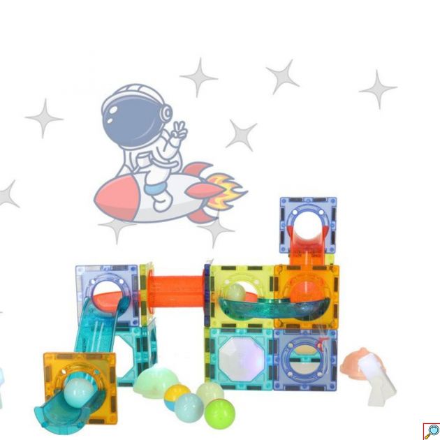 Εκπαιδευτικό Κατασκευαστικό Παιχνίδι για Παιδιά Ηλικίας 3+ Ετών με Φωτιζόμενα Μαγνητικά Τουβλάκια Κατασκευής 49 τμχ 