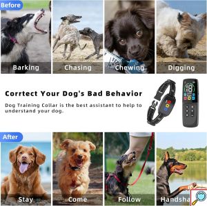 Εκπαιδευτικό Κολάρο Σκύλου με Τηλεχειριστήριο - Συσκευή Εκπαίδευσης για Σκύλους Ρυθμιζόμενο Αδιάβροχο Μαύρο - Eμβέλεια έως 800 μέτρα