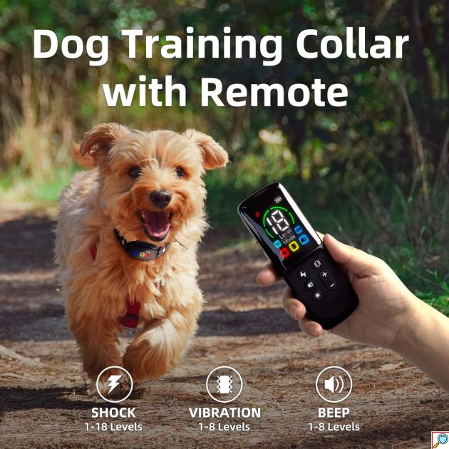 Εκπαιδευτικό Κολάρο Σκύλου με Τηλεχειριστήριο - Συσκευή Εκπαίδευσης για Σκύλους Ρυθμιζόμενο Αδιάβροχο Μαύρο - Eμβέλεια έως 800 μέτρα