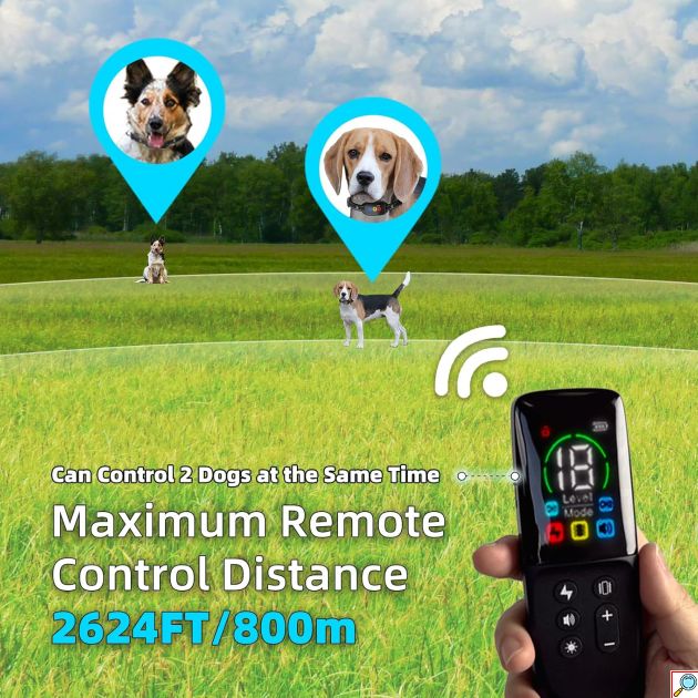 Εκπαιδευτικό Κολάρο Σκύλου με Τηλεχειριστήριο - Συσκευή Εκπαίδευσης για Σκύλους Ρυθμιζόμενο Αδιάβροχο Μαύρο - Eμβέλεια έως 800 μέτρα