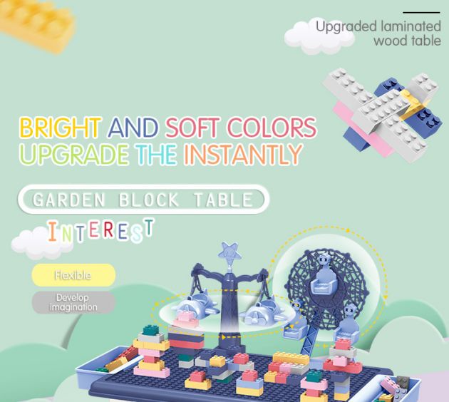 Εκπαιδευτικό Επιτραπέζιο Παιχνίδι Κατασκευής Λούνα Παρκ με Τουβλάκια 69τεμ & Τραπεζάκι